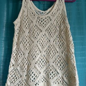 Cream Crochet Sleeveless Top